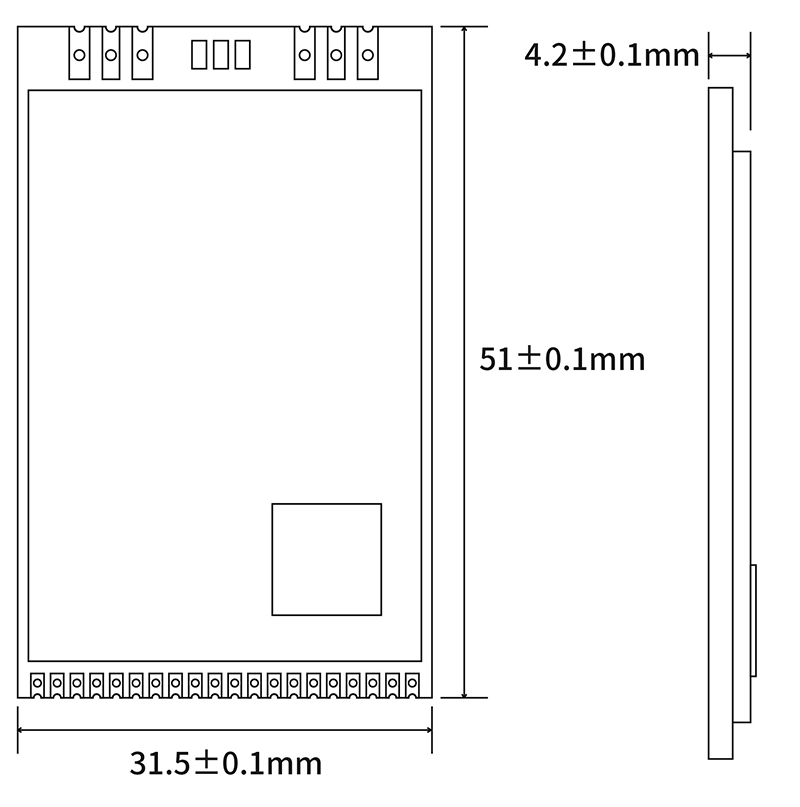 LoRaWAN网关模块LoRaWAN1302的机械尺寸